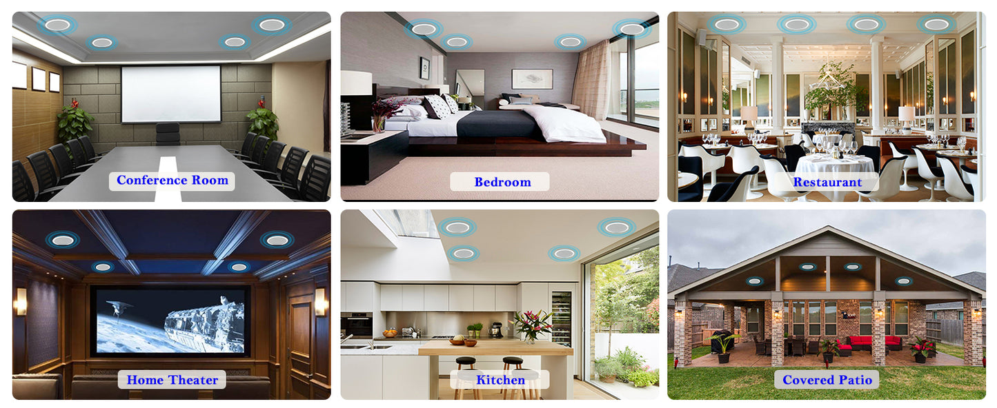 Herdio 6.5 Inch Wall/Ceiling Speakers with Bluetooth
