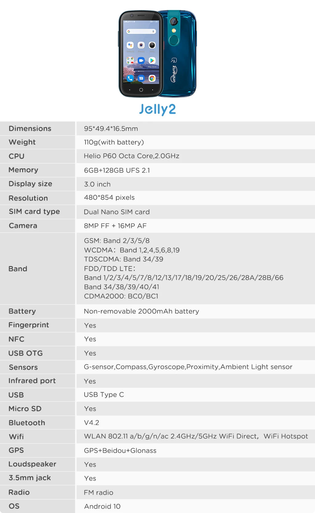 Unihertz Jelly 2 Android 11 4G Smartphone