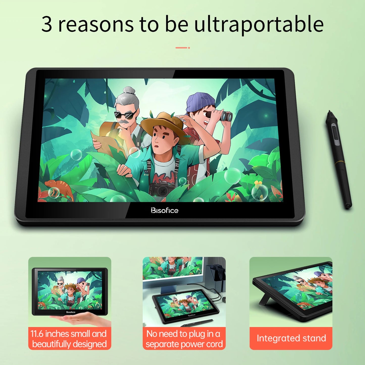 Bisofice Graphics Drawing Tablet Monitor 11.6 Inch