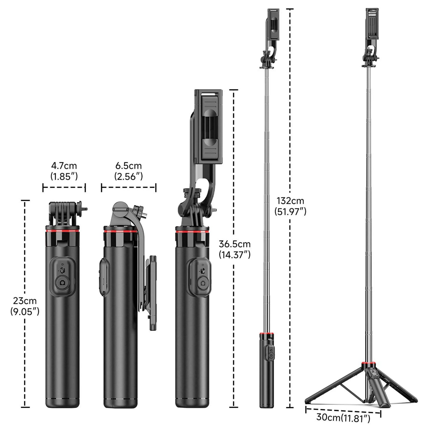 C13C13d Portable Selfie Stick with Bluetooth Remote