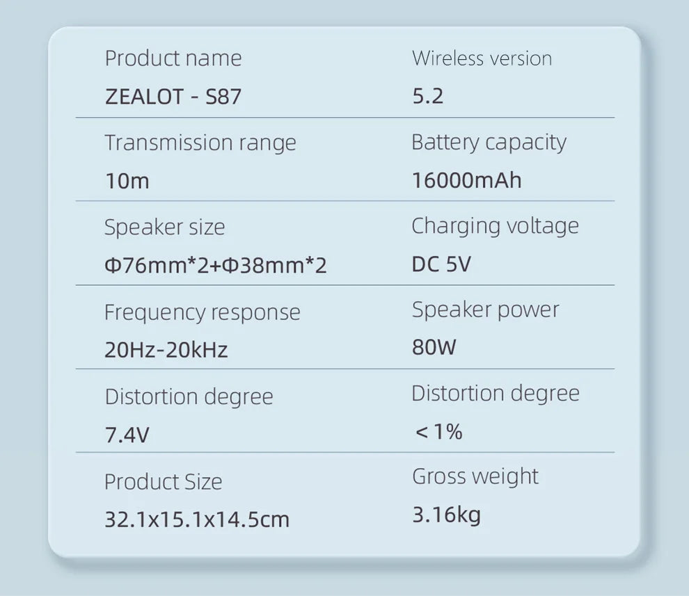 ZEALOT S87 Portable Wireless Bluetooth Speaker