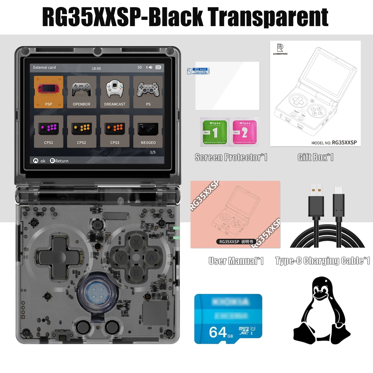 ANBERNIC RG35XXSP Retro Handheld Game Console