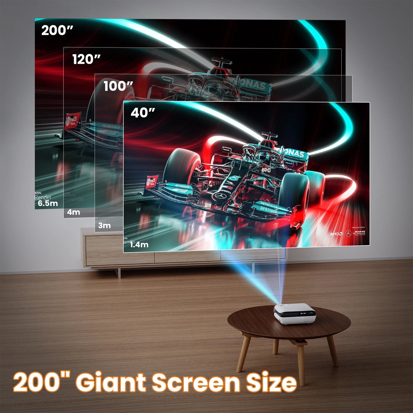 HAPPRUN Projector with Speaker and Bluetooth