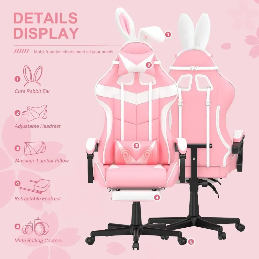 Computer Gaming Chair - with Bunny Pink & other colors