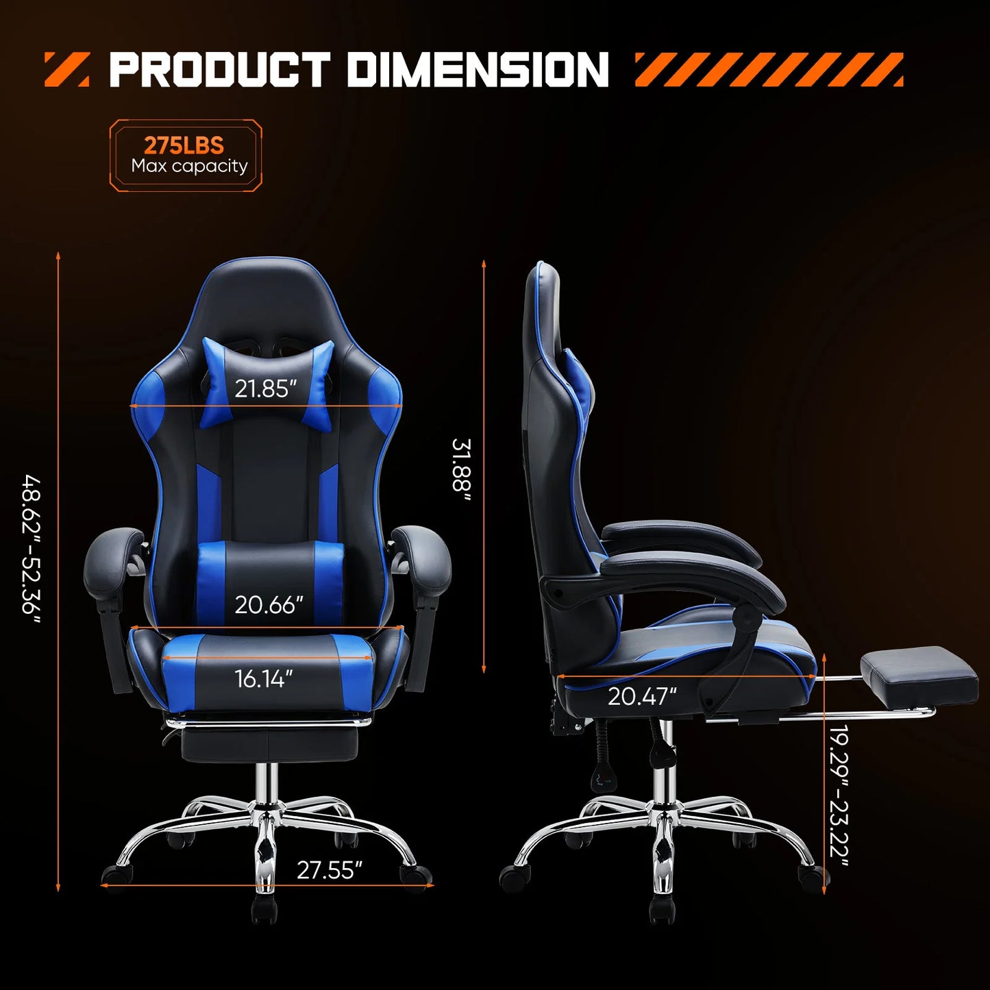 JHK Ergonomic Gaming Chair Adjustable Swivel