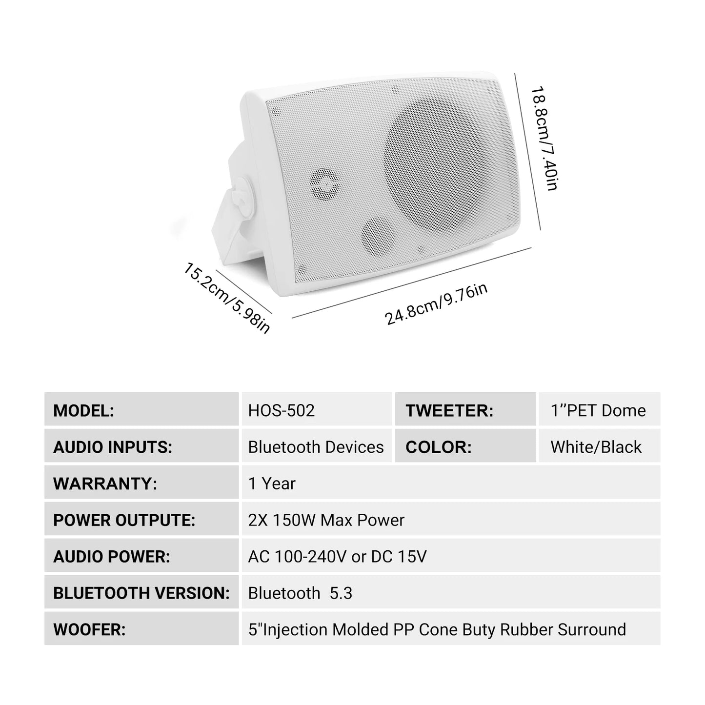Herdio 5.25'' Wall Mount Bluetooth Speakers