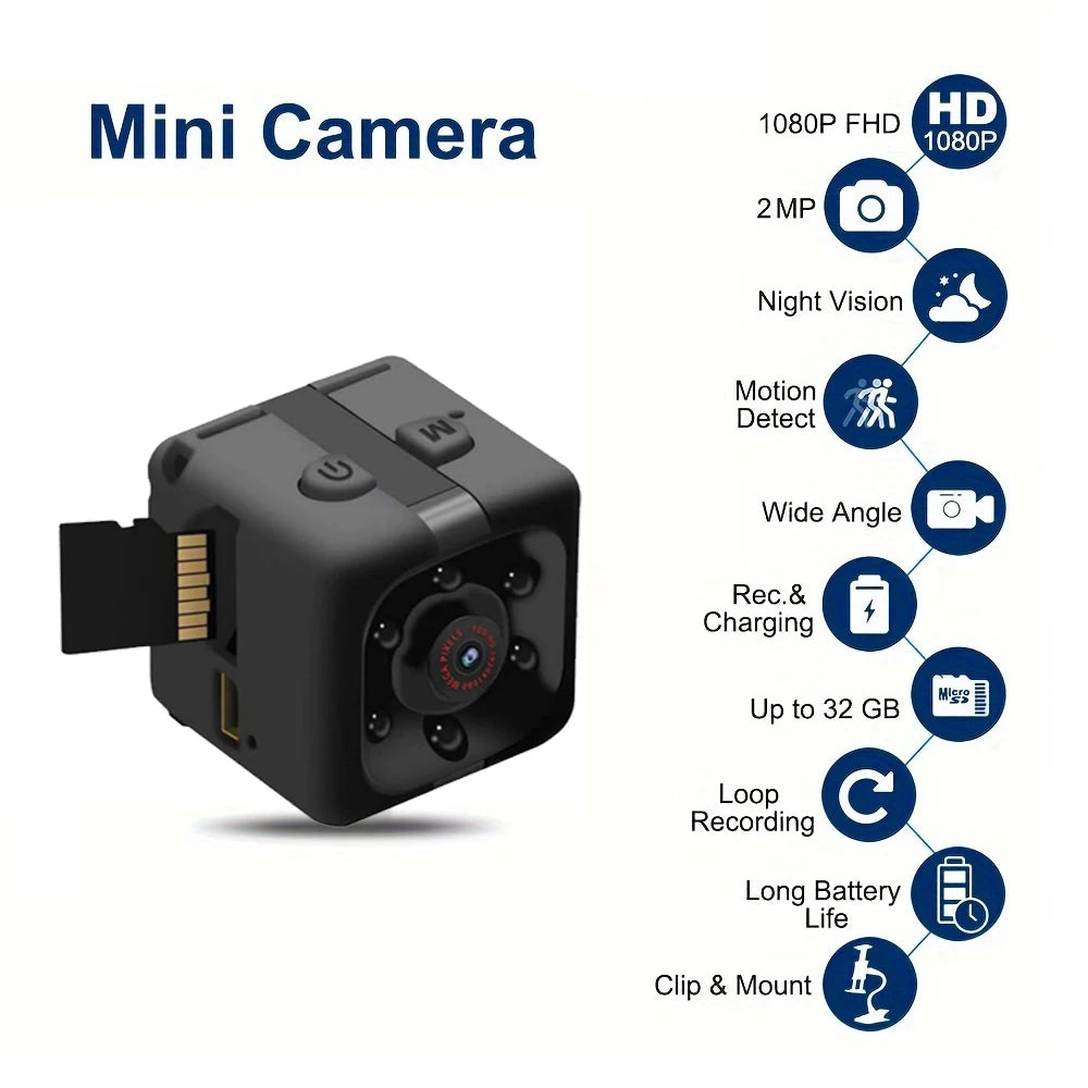 Mini Camera,1080P, Nanny Cam Full HD with Night Vision Motion Activation