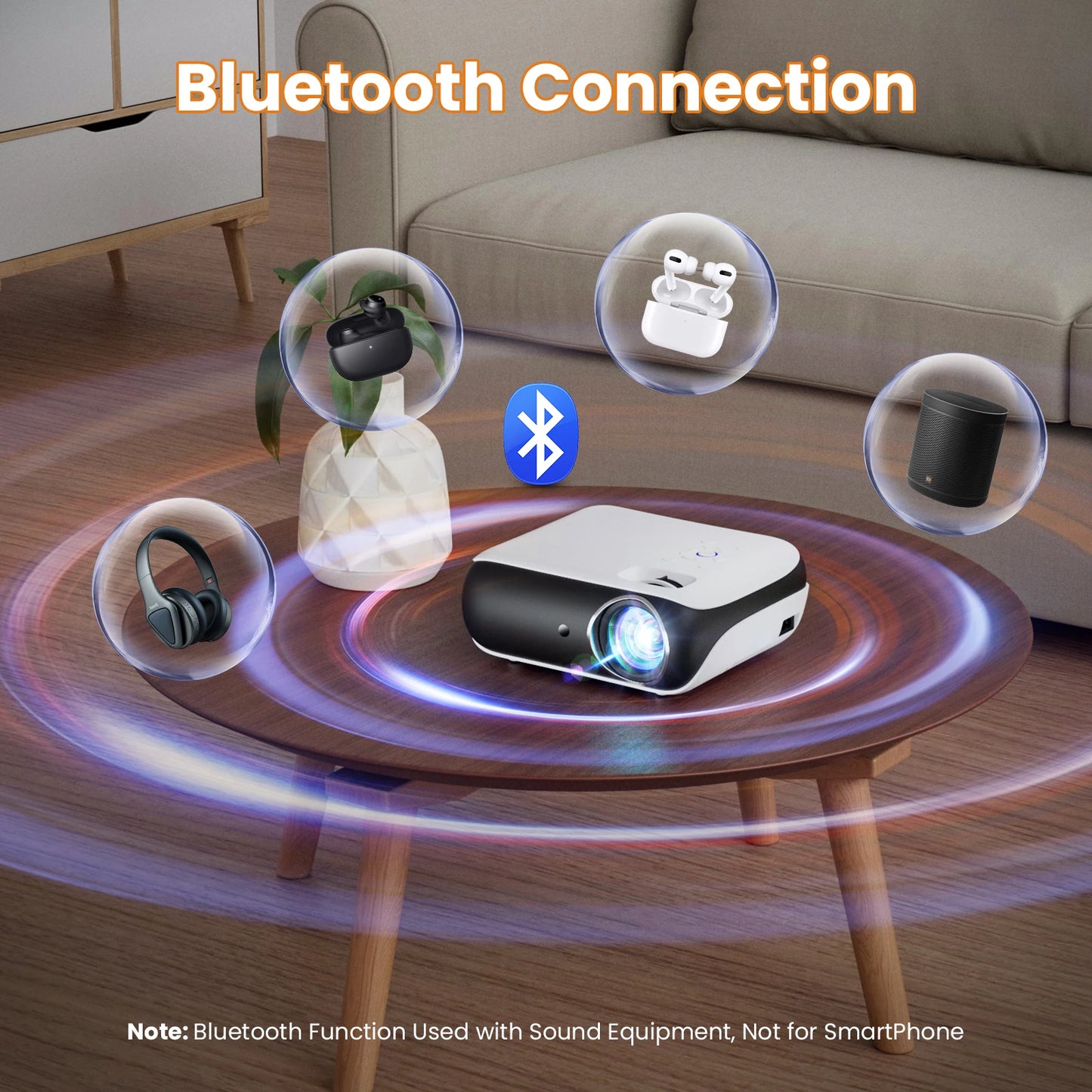 HAPPRUN Projector with Speaker and Bluetooth