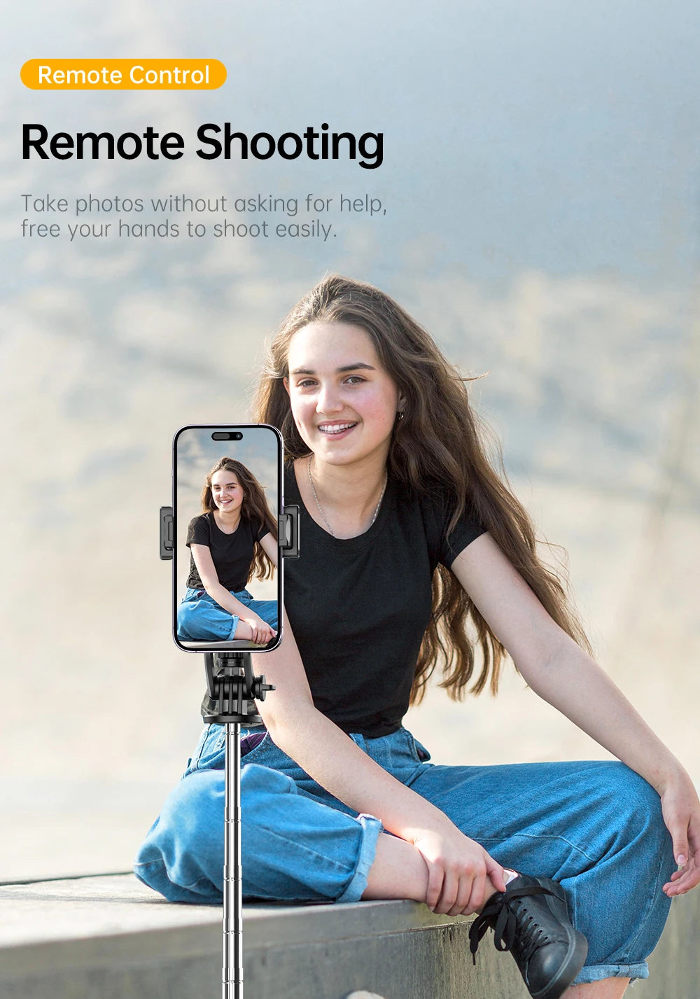 C13C13d Portable Selfie Stick with Bluetooth Remote