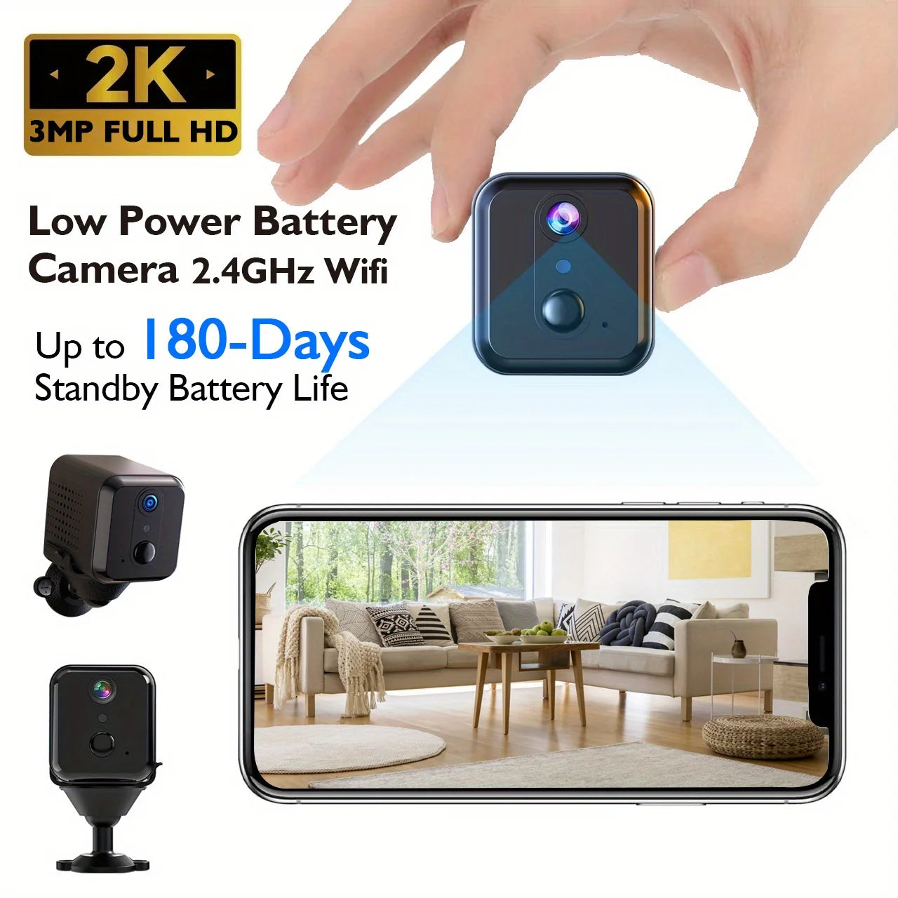 3MP HD video Wifi Camera, Mini Nanny Cam