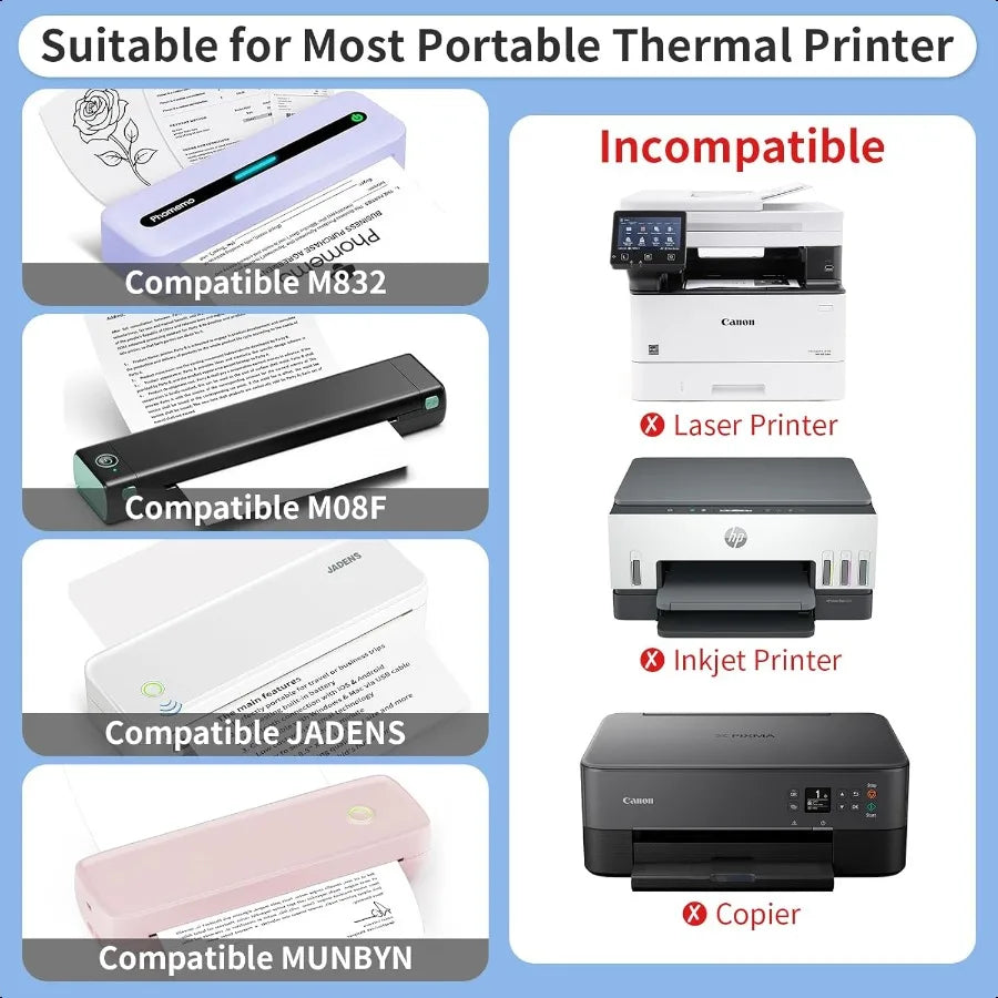 100 Sheets Thermal Printer Paper, 8.5 x 11 Inch