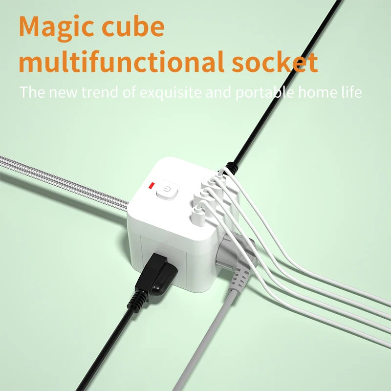 Small desktop power socket with wire length of 1.5m/5ft and 7-in-1 protection