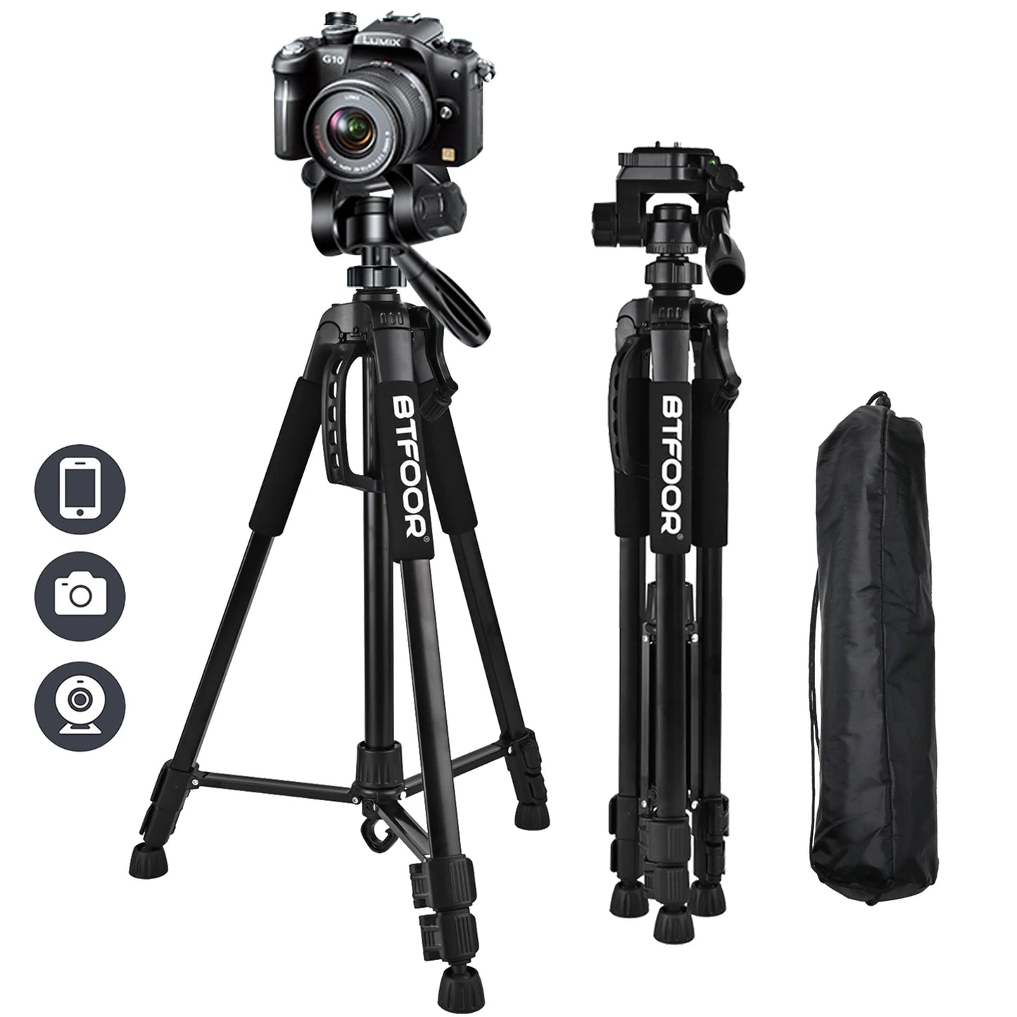 BTFOOR Travel 55" Camera Tripod