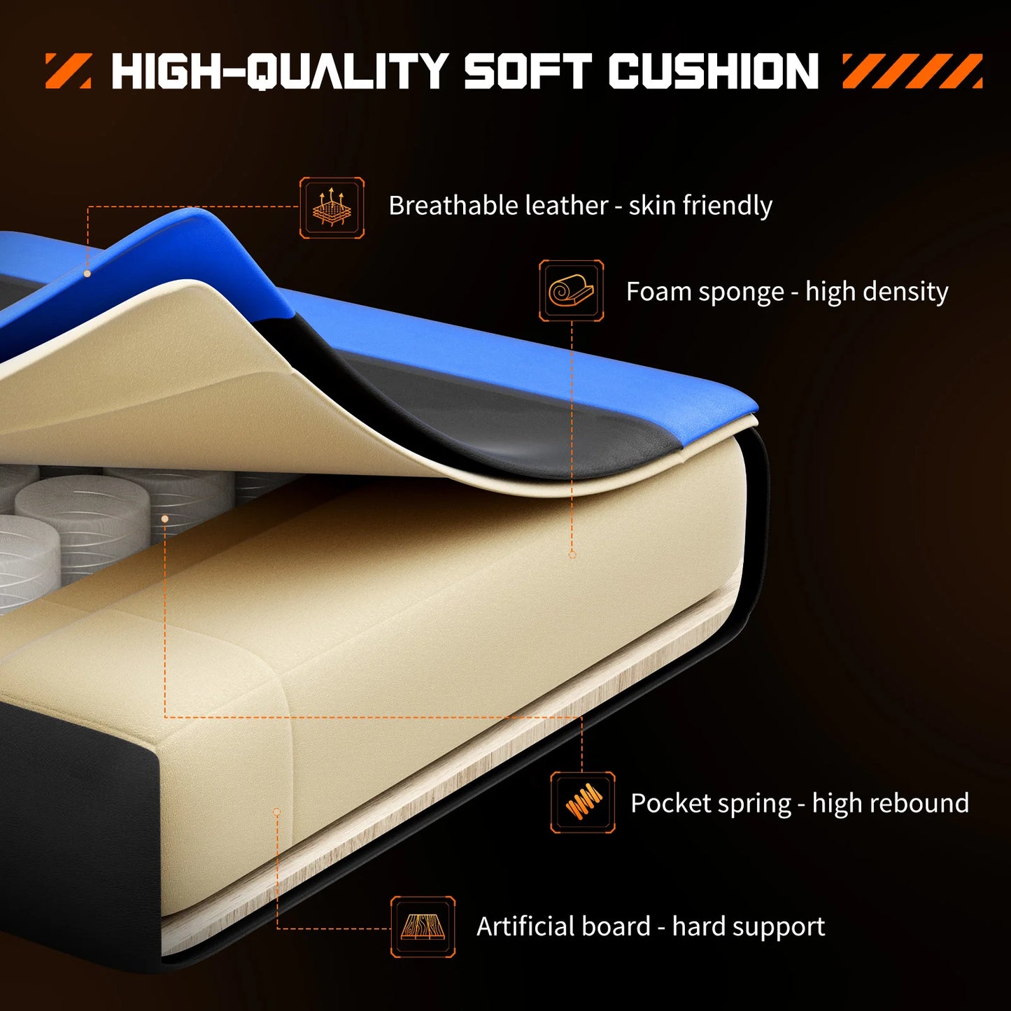 JHK Ergonomic Gaming Chair Adjustable Swivel
