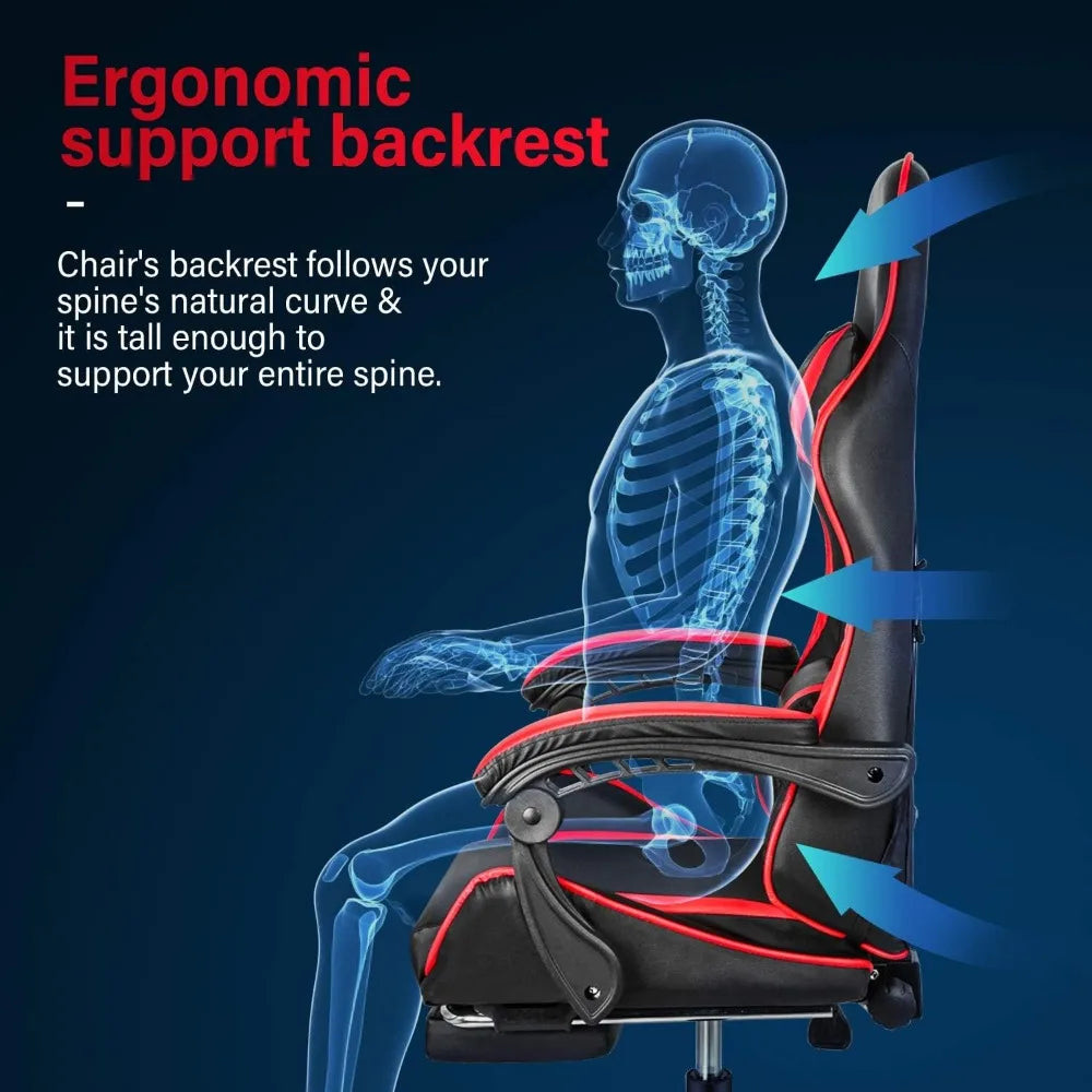 Gaming Chair with Adjustable Swivel Recliner