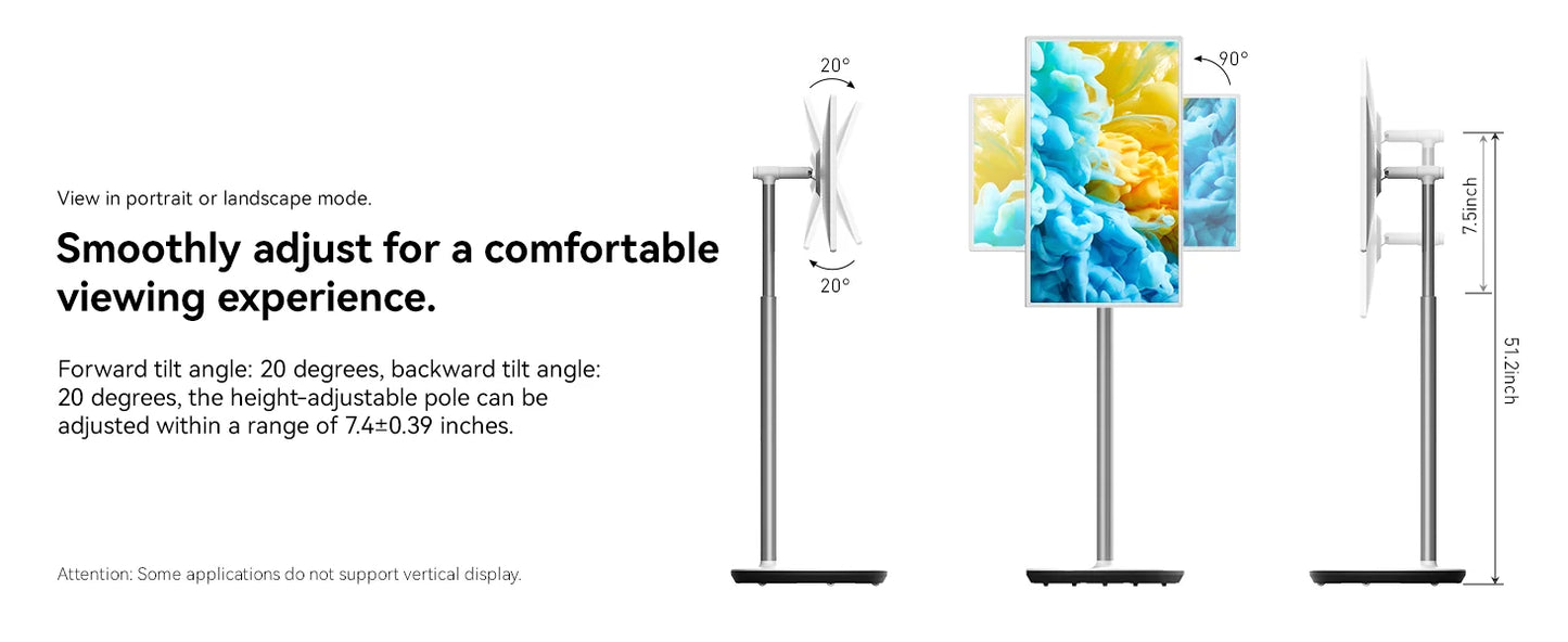 32" 4K Portable TV on Wheels with Touch Screen