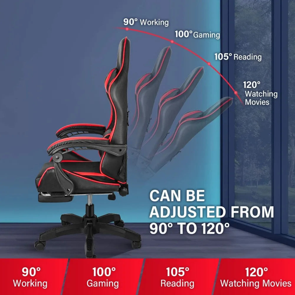 Gaming Chair with Adjustable Swivel Recliner
