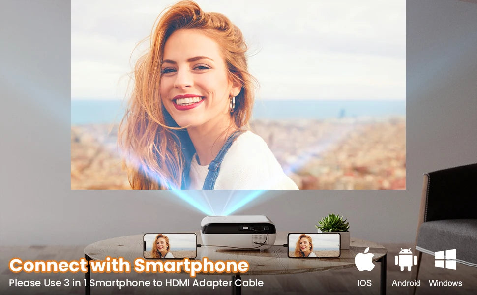 HAPPRUN Projector with Speaker and Bluetooth