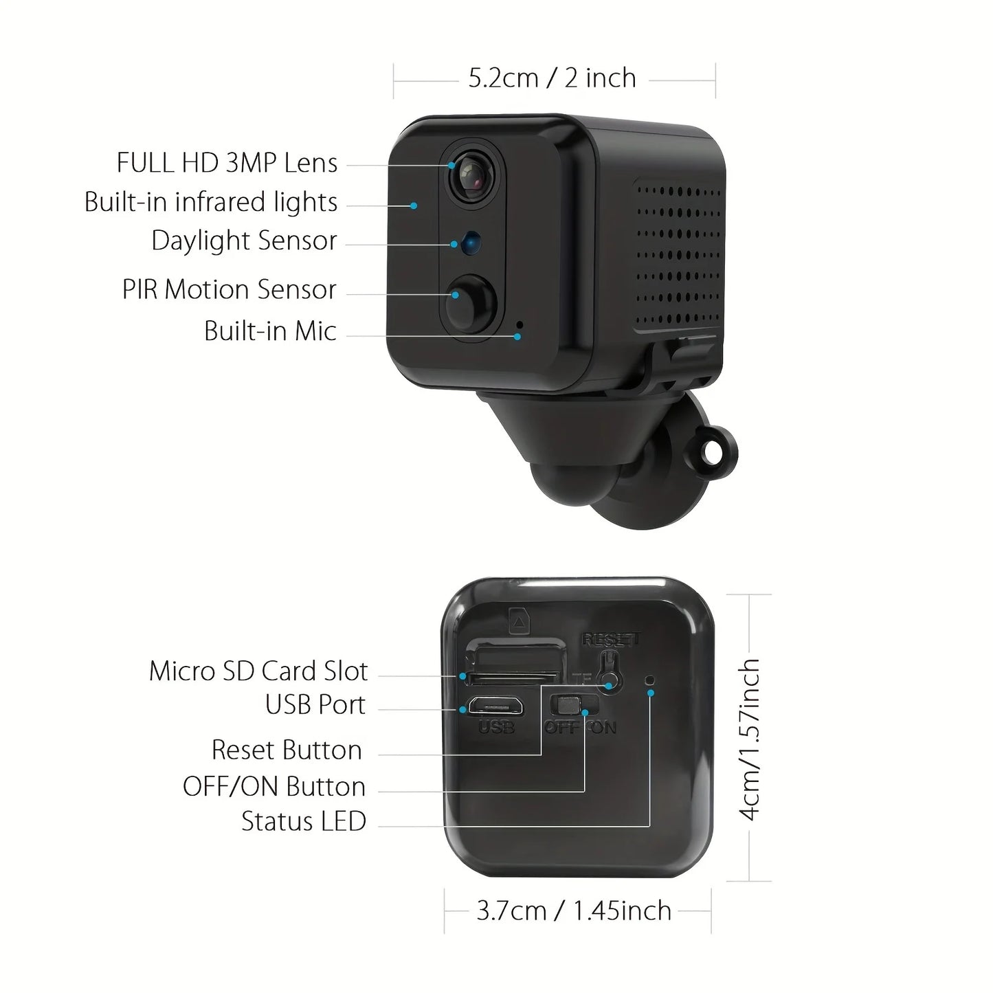 3MP HD video Wifi Camera, Mini Nanny Cam