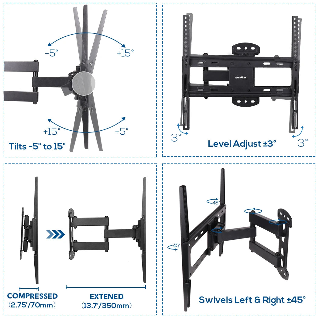 Full Motion TV Wall Mount with Tilt Swivel