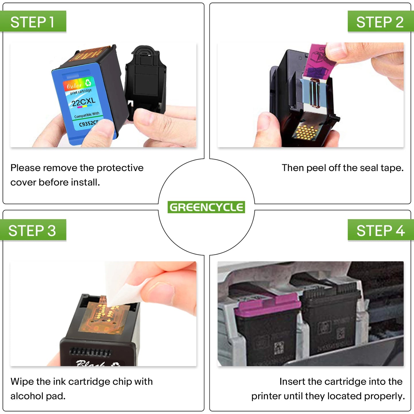 Black and Tri-color Ink Cartridge for HP Printers