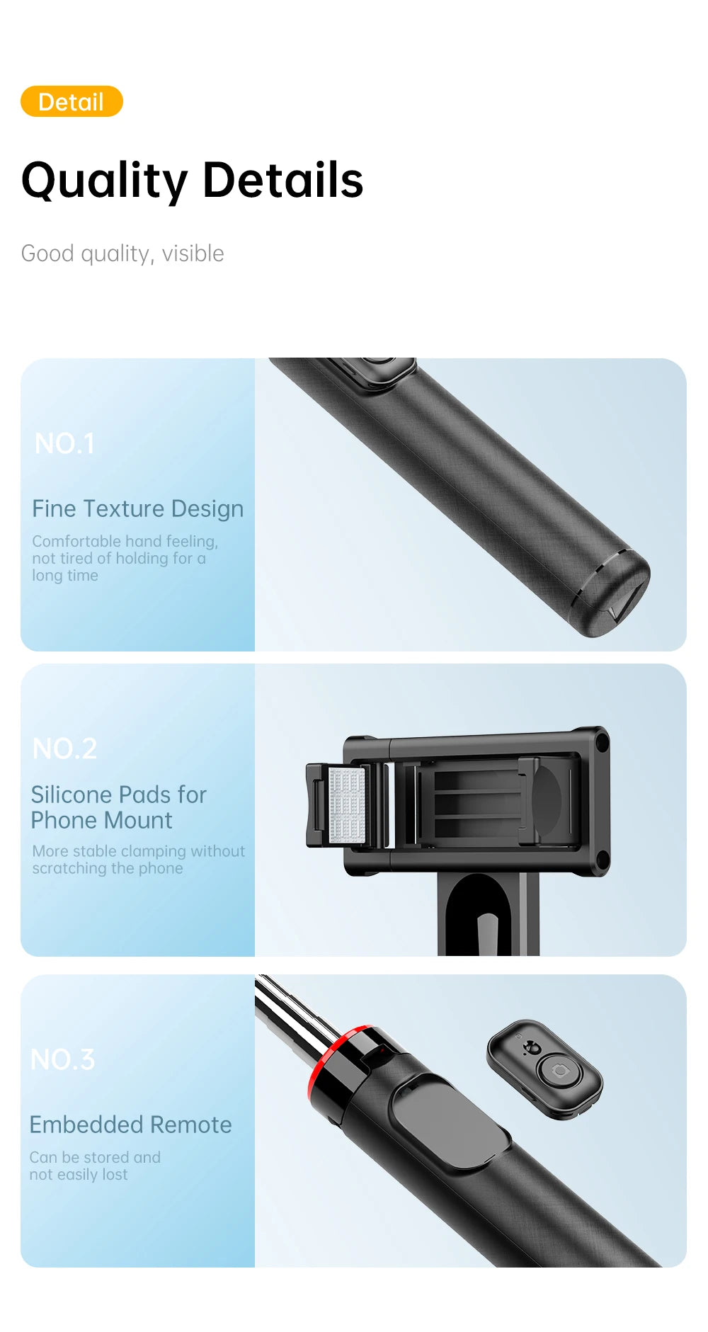 C13C13d Portable Selfie Stick with Bluetooth Remote