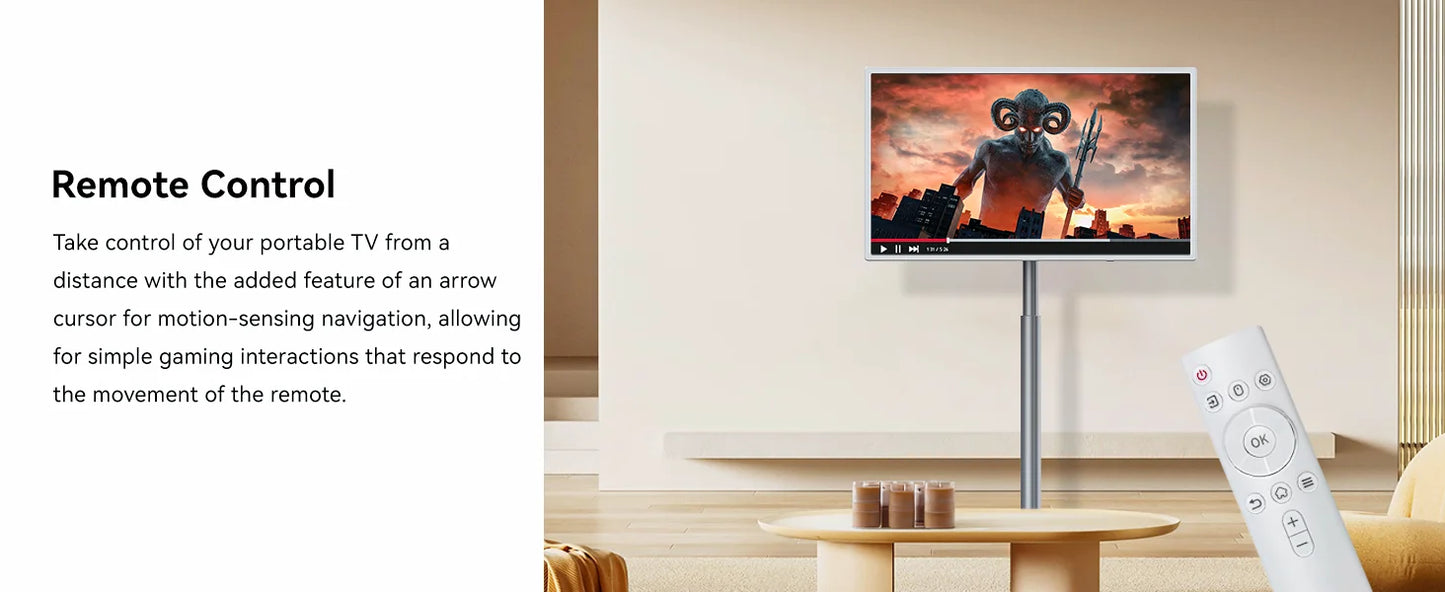 32" 4K Portable TV on Wheels with Touch Screen