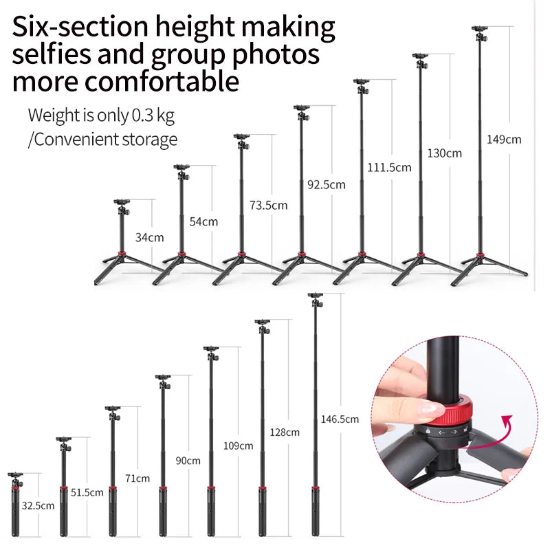 Ulanzi MT-44 1.46M Extend Selfie Stick Tripod