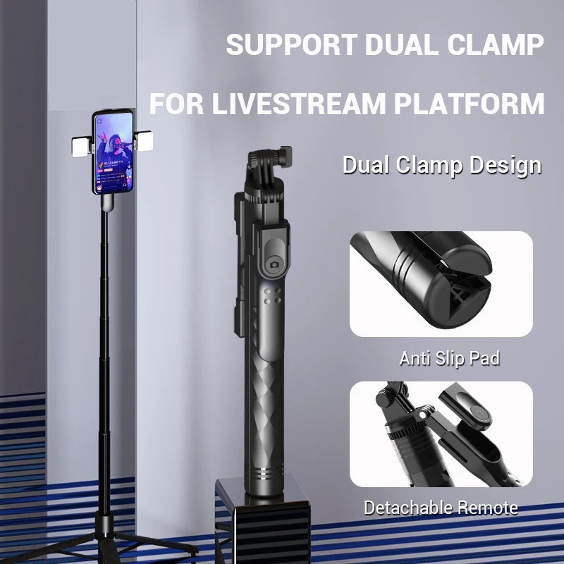2025 New 1750mm Wireless Selfie Stick Foldable Tripod
