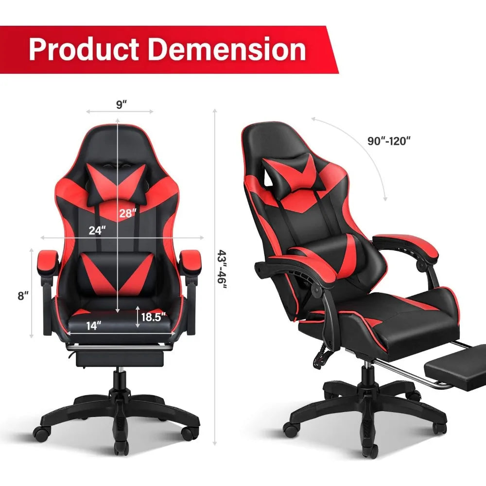 Gaming Chair with Adjustable Swivel Recliner