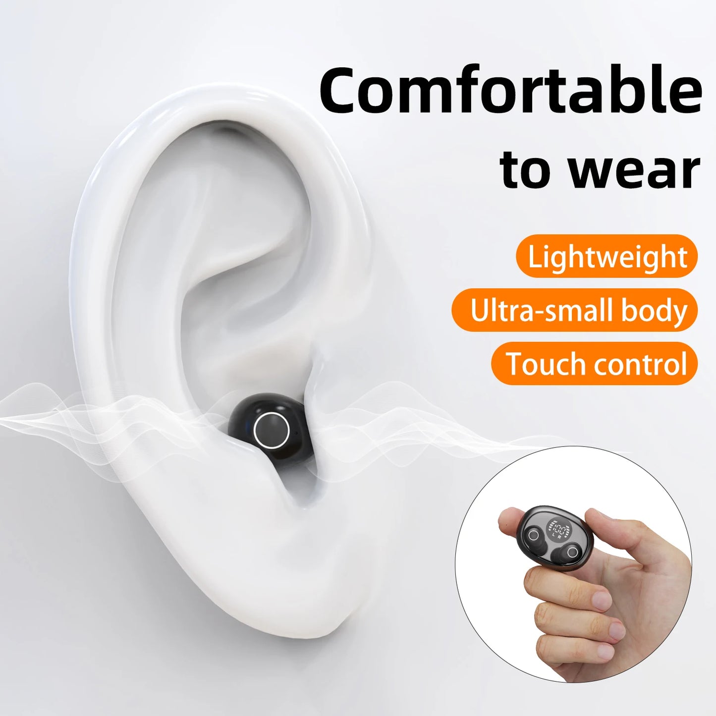SK32 Invisible Sleep Wireless Bluetooth Earphone Mini Headset
