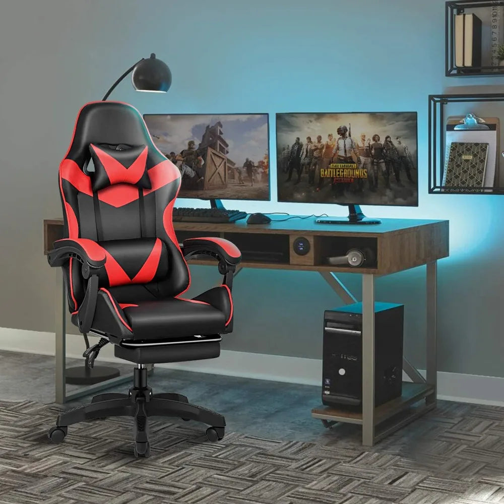 Gaming Chair with Adjustable Swivel Recliner