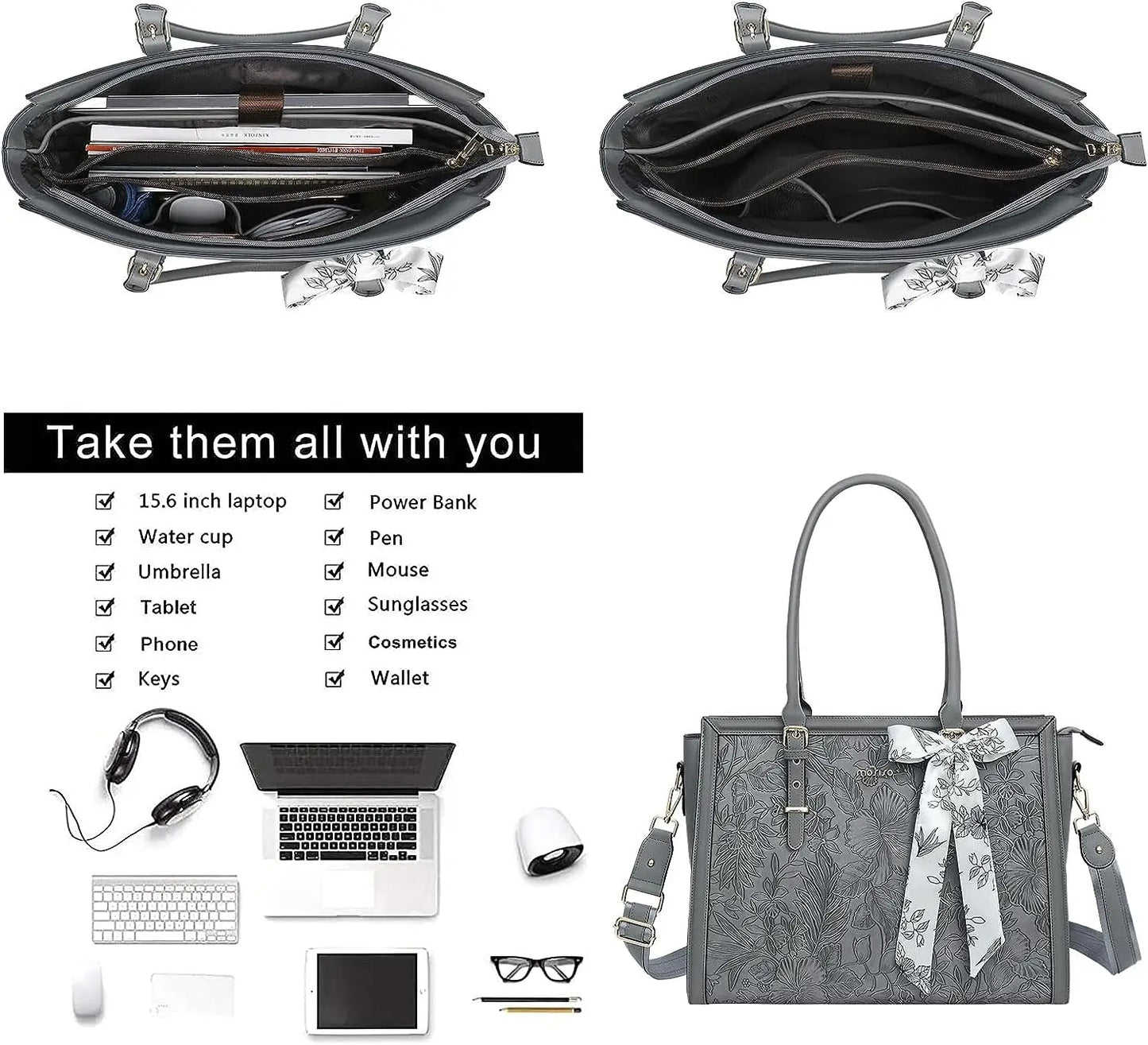 PU Leather Laptop Tote Bag