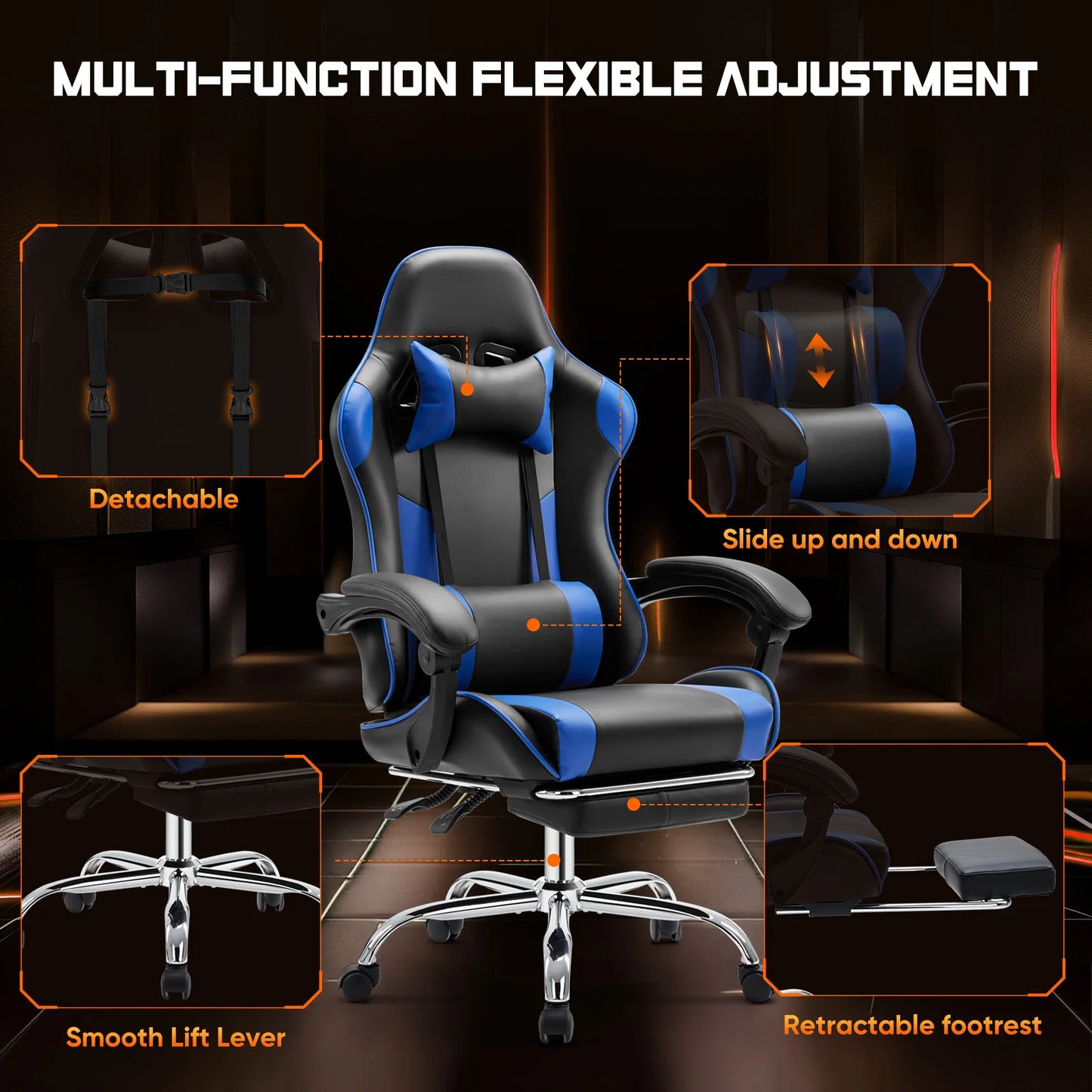 JHK Ergonomic Gaming Chair Adjustable Swivel