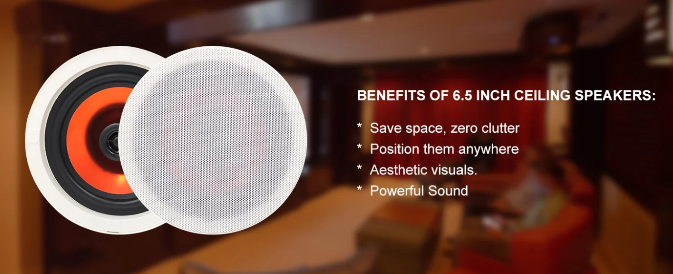 Herdio 6.5 Inch Wall/Ceiling Speakers with Bluetooth