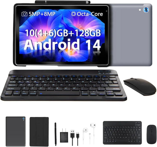 C108 10.1 Inch Tablet with Case Headphones Wireless Keyboard Mouse