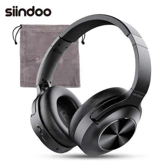 Siindoo Active Noise Cancelling Headphones, Bluetooth, Built-in Mic