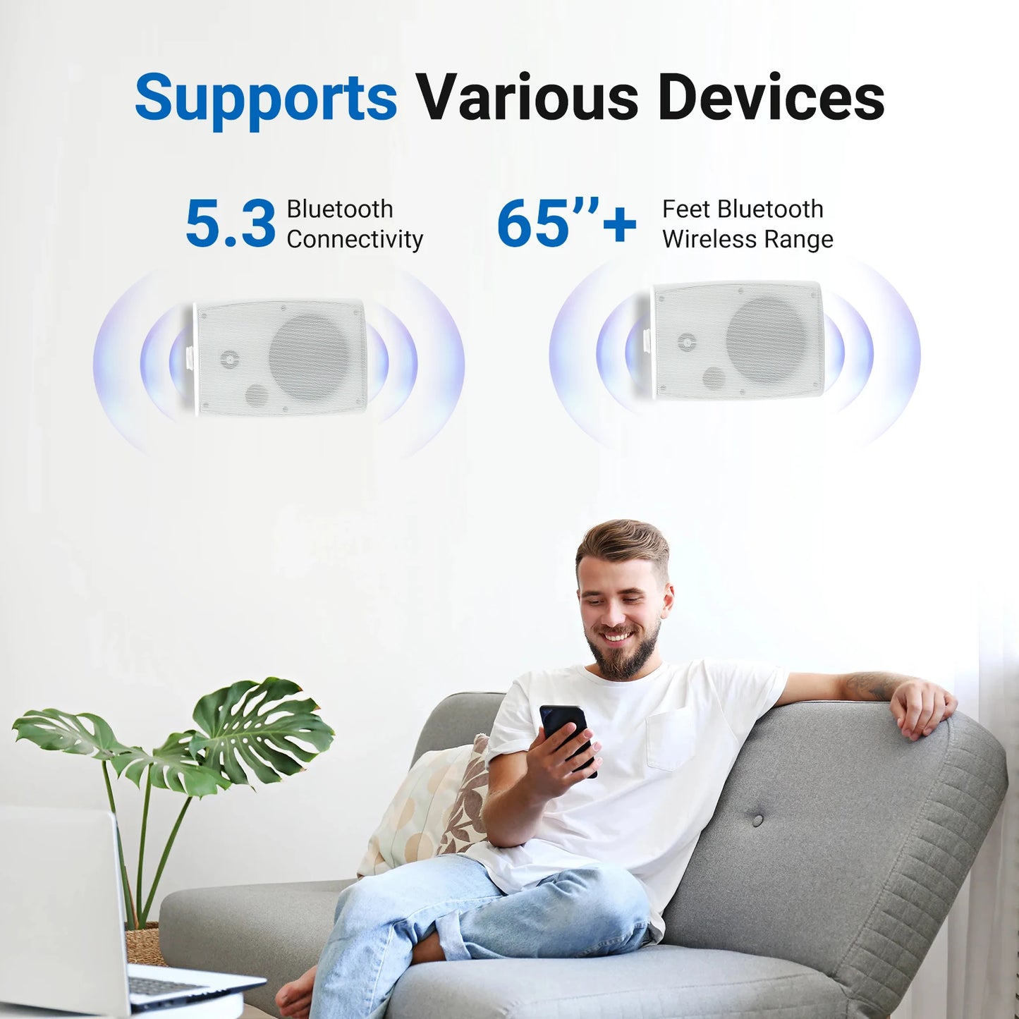 Herdio 5.25'' Wall Mount Bluetooth Speakers