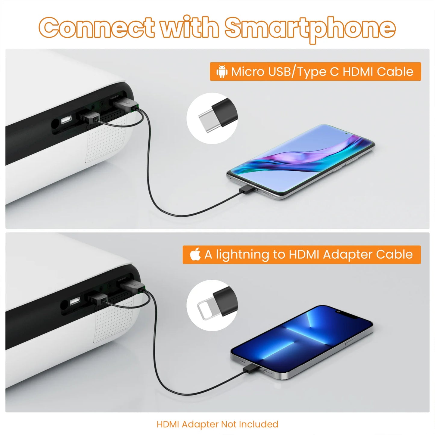 HAPPRUN Projector with Speaker and Bluetooth