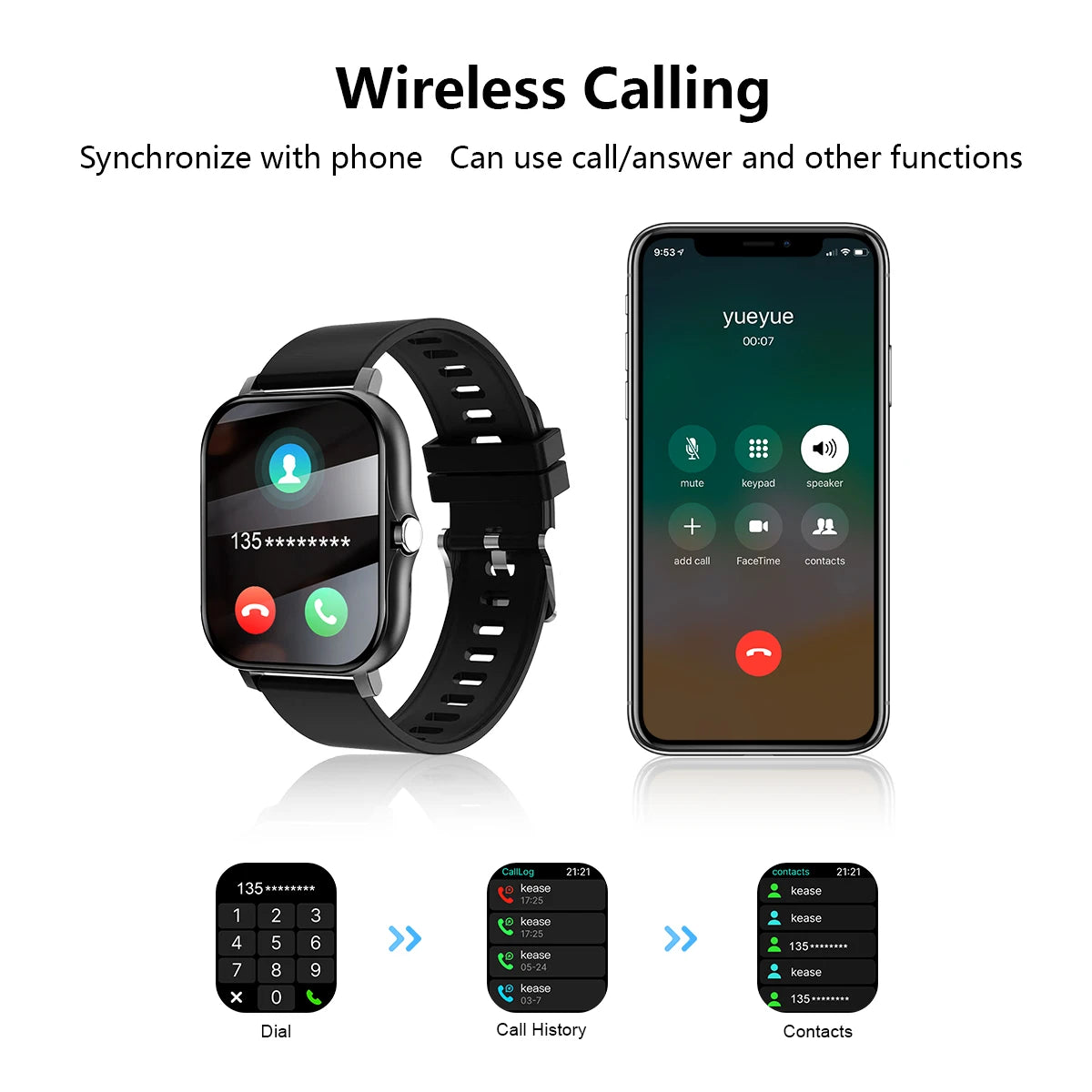 Smart watch wireless calling/dial for iPhone/Andriod