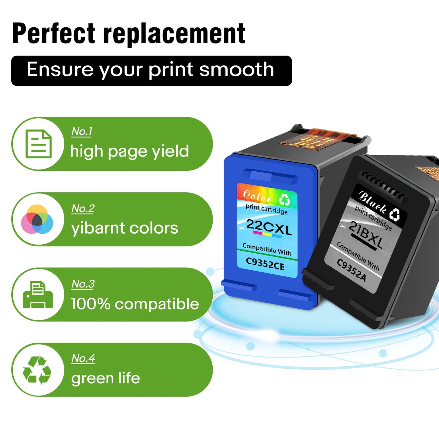 Black and Tri-color Ink Cartridge for HP Printers