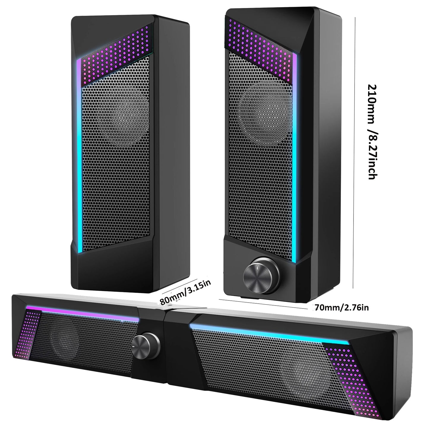 Wired RGB Lights Gaming Speakers