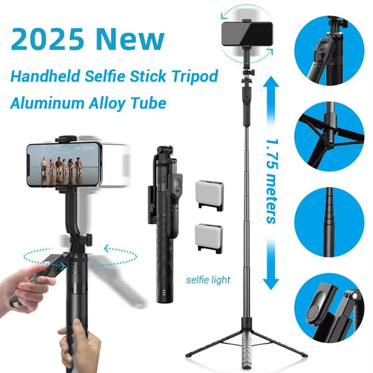 2025 New 1750mm Wireless Selfie Stick Foldable Tripod