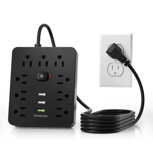 Power Outlet with Surge Protector, 9 sockets 3 USB Ports, 5ft Extension Cord