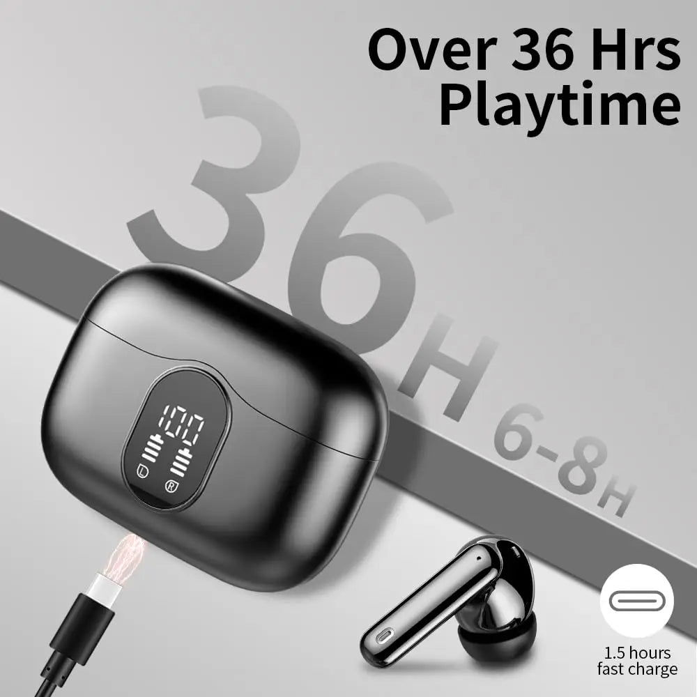 Wireless Earbuds with Bluetooth 5.3, LED Display Included.