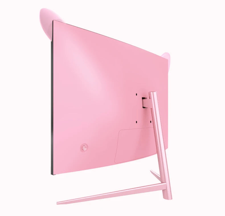 FYHXele 27inch Curved Pink Monitor QHD 165hz 1800R Gaming Display with Cat Ears